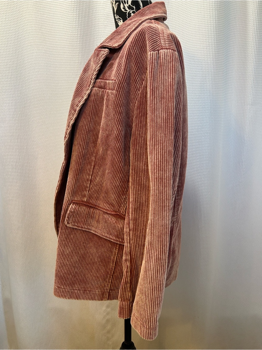 NWOT POL Open Front Oversized Corduroy Blazer Shacket in Dusty Rose Pink Women S - Picture 5 of 11
